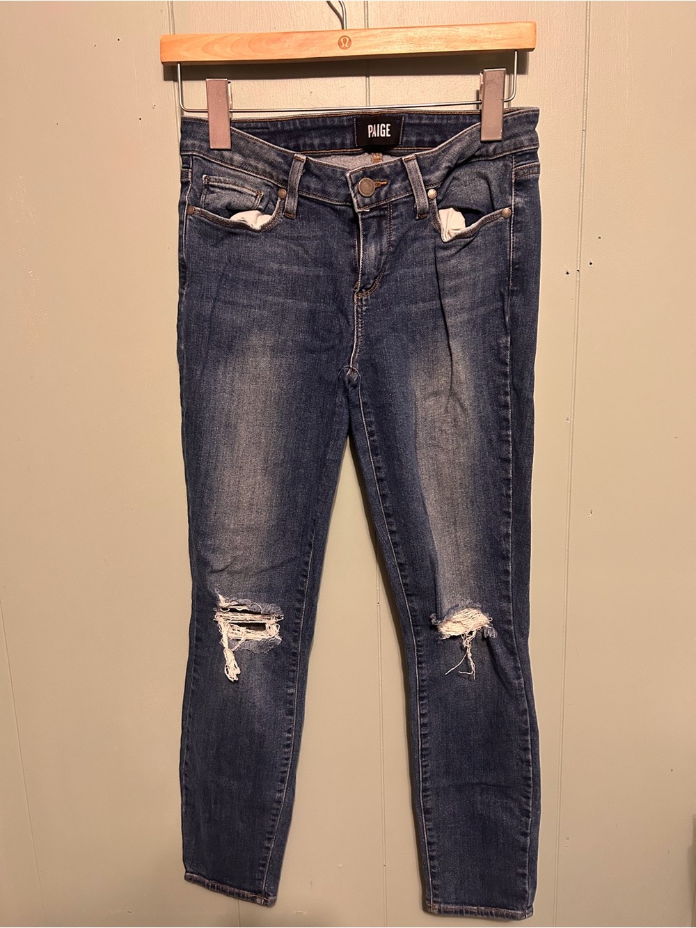 PAIGE Indigo Distressed Skinny Jeans